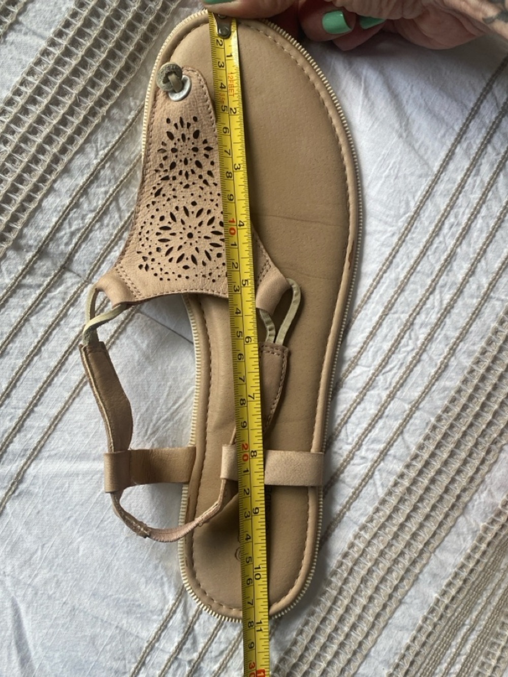 Sperry Top Slider Calla Jade in Tan Laser-Cut Thong Sandals - Picture 7 of 8